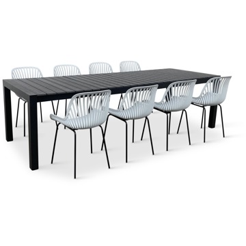 

NOELA Set zahradního nábytku GRANDE PASTO XXL/GABY šedá 1 stůl + 8 židlí