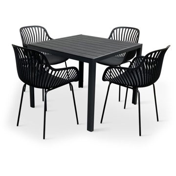 

NOELA Set zahradního nábytku VIKING M/GABY černá 1 stůl+ 4 křesla