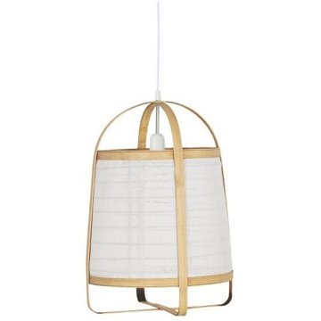 

TEXTILOMANIE Závěsná bambusová lampa s bílým látkovým stínidlem