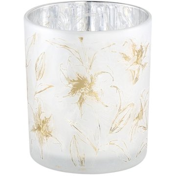 

TEXTILOMANIE Bílý skleněný svícen Aolani Flower, 10 cm