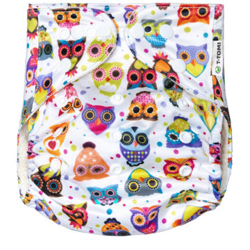 

T-TOMI Kalhotková plena AIO - přebalovací set patentky Owl friends