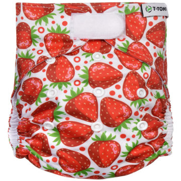 

T-TOMI Kalhotková plena AIO - přebalovací set suchý zip Strawberries