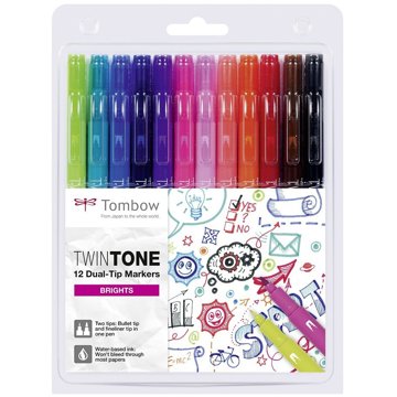 TOMBOW TwinTone Brights oboustranné - sada 12 ks