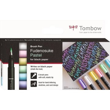 

Tombow Štetcové fixy Fudenosuke pastel, sada, 6 ks