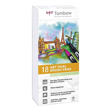 TOMBOW ABT Dual Brush Pen Pastels, oboustranné, 18 ks