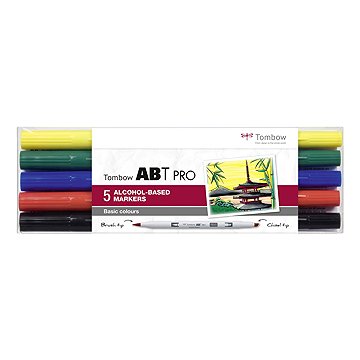 TOMBOW ABT PRO Basic colours oboustranné - sada 5 ks
