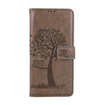 

TopQ Pouzdro Xiaomi Redmi Note 12S knížkové Šedý strom sovičky 106879