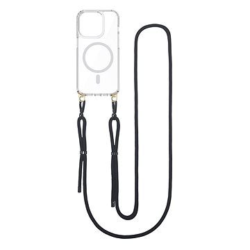 

TopQ Kryt Strap Mag iPhone 14 Pro s černou šňůrkou průhledný 110941