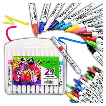 TopKing Akrylové fixy s ultra tenkou špičkou 0,7 mm, sada, 24 ks