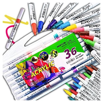 TopKing Akrylové fixy s ultra tenkou špičkou 0,7 mm, mega sada, 36 ks