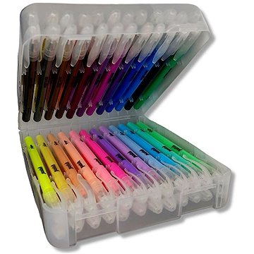 TopKing Mega sada gel pens, neonové, pastelové, třpytivé, metalické v organizéru, 48 ks