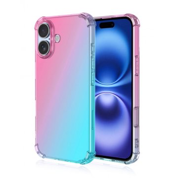 

TopQ Kryt iPhone 16 Shock duhový mentolovo-růžový 124869
