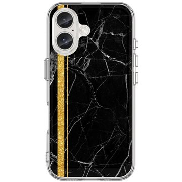 

TopQ Kryt STYLE iPhone 16 pevný Mramor černo-zlatý 129708