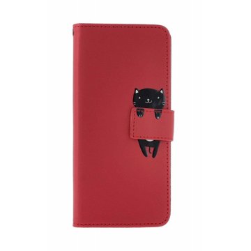 

TopQ Pouzdro Xiaomi Redmi Note 13 knížkové vínové s kočičkou 131050