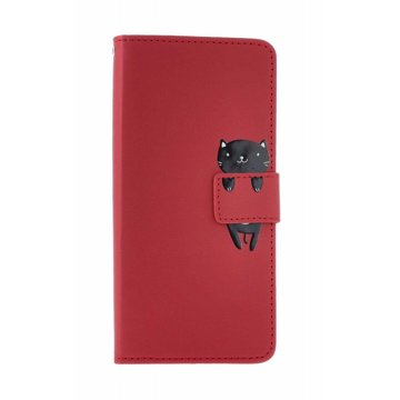

TopQ Pouzdro Samsung A15 knížkové vínové s kočičkou 131046