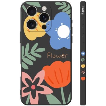 

TopQ Kryt Design iPhone 16 Pro Malované květy černý 130742