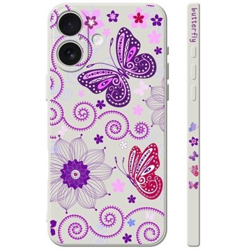 

TopQ Kryt Design iPhone 16 Fialoví motýlci 130738