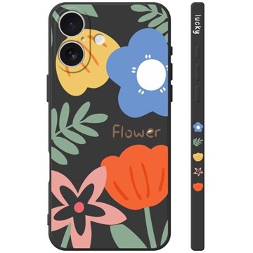 

TopQ Kryt Design iPhone 16 Malované květy černý 130732