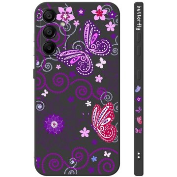 

TopQ Kryt Design Samsung A55 Fialoví motýlci černý 130705
