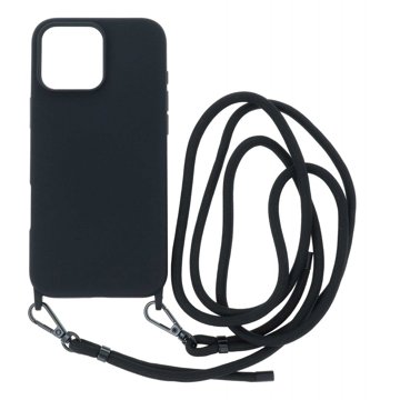 

TopQ Kryt Simple iPhone 16 Pro Max černý se šňůrkou 132250