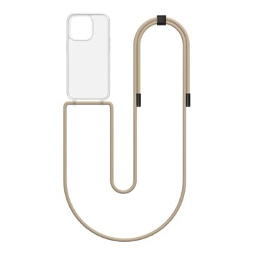 

TopQ Kryt Simple iPhone 13 Pro s béžovou šňůrkou průhledný 131126