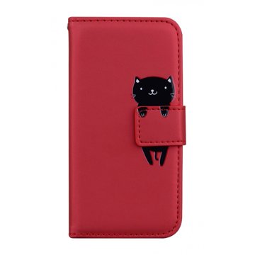 

TopQ Pouzdro Xiaomi Redmi 14C knížkové vínové s kočičkou 132684