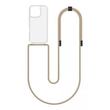

TopQ Kryt Simple iPhone 16 Pro Max s béžovou šňůrkou průhledný 131131