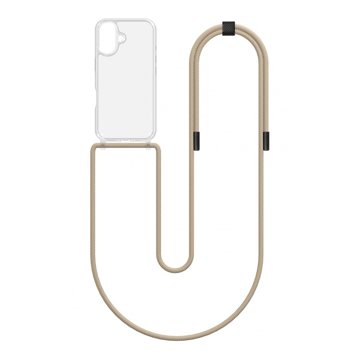 

TopQ Kryt Simple iPhone 16 s béžovou šňůrkou průhledný 131129