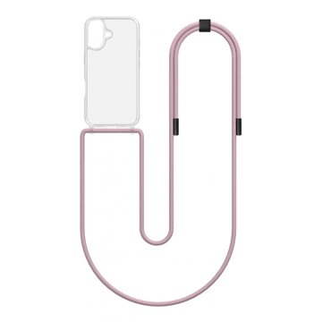 

TopQ Kryt Simple iPhone 16 s růžovou šňůrkou průhledný 131114