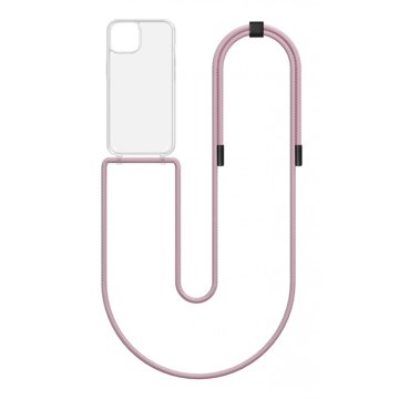 

TopQ Kryt Simple iPhone 11 s růžovou šňůrkou průhledný 131095