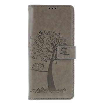 

TopQ Pouzdro Xiaomi Redmi 14C knížkové Šedý strom sovičky 132390