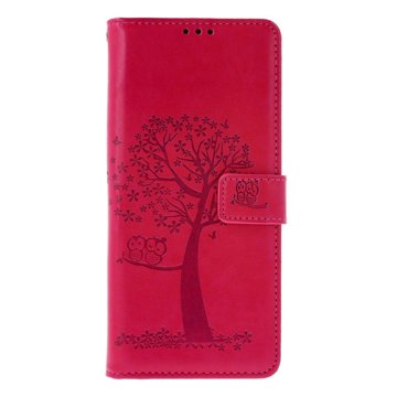 

TopQ Pouzdro Xiaomi Redmi 14C knížkové Tmavě růžový strom sovičky 132388