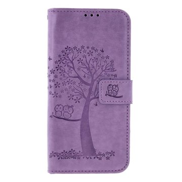 

TopQ Pouzdro Samsung A15 knížkové Světle fialový strom sovičky 130614