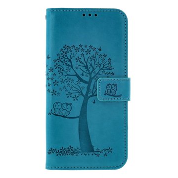 

TopQ Pouzdro Samsung A15 knížkové Tyrkysový strom sovičky 130612