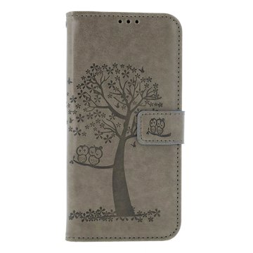 

TopQ Pouzdro Samsung A15 knížkové Šedý strom sovičky 130611