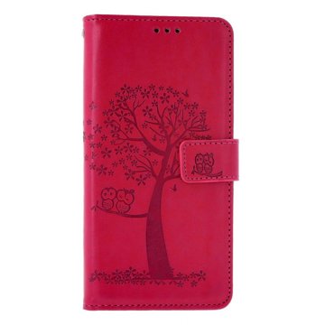 

TopQ Pouzdro Xiaomi Redmi Note 13 knížkové Tmavě růžový strom sovičky 130633