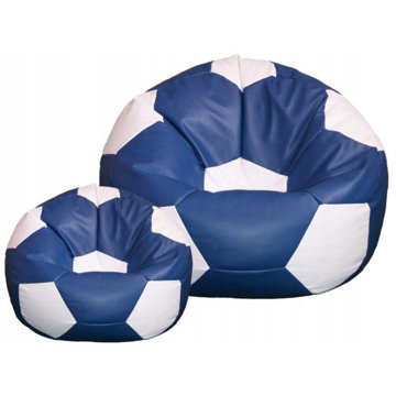 TopKing Sedací vak míč XXXL 100 cm + podnožník XL 35 cm, modro/bílý