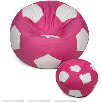 TopKing Sedací vak míč XXXL 100 cm + podnožník XL 35 cm, růžovo/bílý