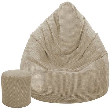 TopKing Sedací vak XXXXL + podnožník XL plyš, světle hnědý