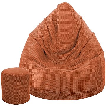 TopKing Sedací vak XXXXL + podnožník XL plyš, oranžový