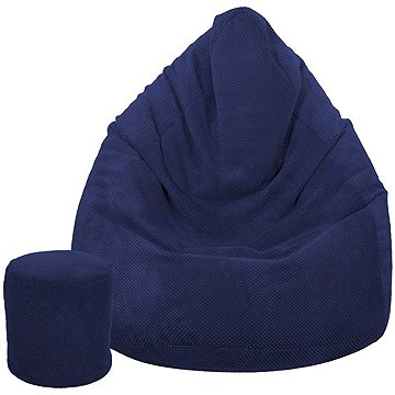 TopKing Sedací vak XXXXL + podnožník XL plyš, modrý