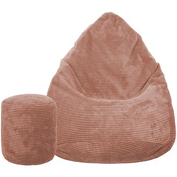 TopKing Sedací vak + podnožník XL manšestr Lincoln, starorůžový, 125 cm