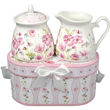 

HOME ELEMENTS Porcelánová cukřenka a mlékovka - Růžové květiny