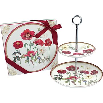 

HOME ELEMENTS Porcelánový dvoupatrový stojan na cukroví - Vlčí máky