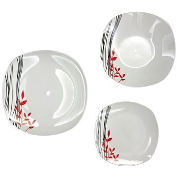 

Home elements Jídelní porcelánový servis, 18 kusů, Pruhy a lístky