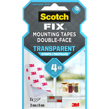 

3M Scotch-Fi×™ oboustranné montážní proužky transparentní, 25 mm × 76 mm, 8 ks