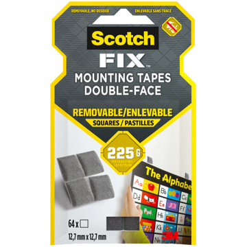 

3M Scotch-Fi×™ snímatelné montážní čtverečky 12,7 mm × 12,7 mm, 64 ks