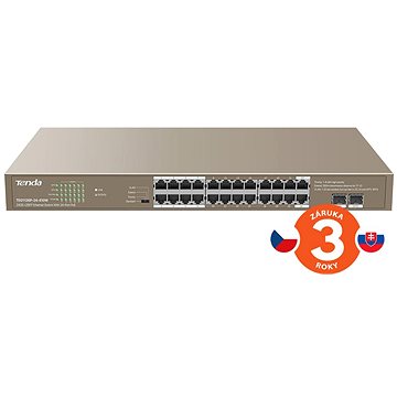 Tenda TEG1126P-24-410W 24x PoE AF/AT Gigabit Switch + 2x SFP, PoE celkem 370W, VLAN, ochrana proti p