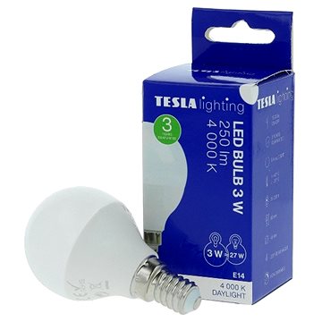 

TESLA LED MINIGLOBE BULB, E14, 3W, 250lm, 4000K denní bílá