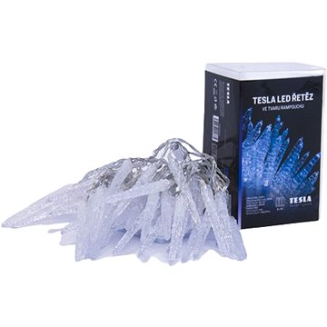 

Tesla - vánoční řetěz Rampouch 7cm, 50LED, 6500K, 5m + 30cm kabel, 3x AA baterie, čas. IP44